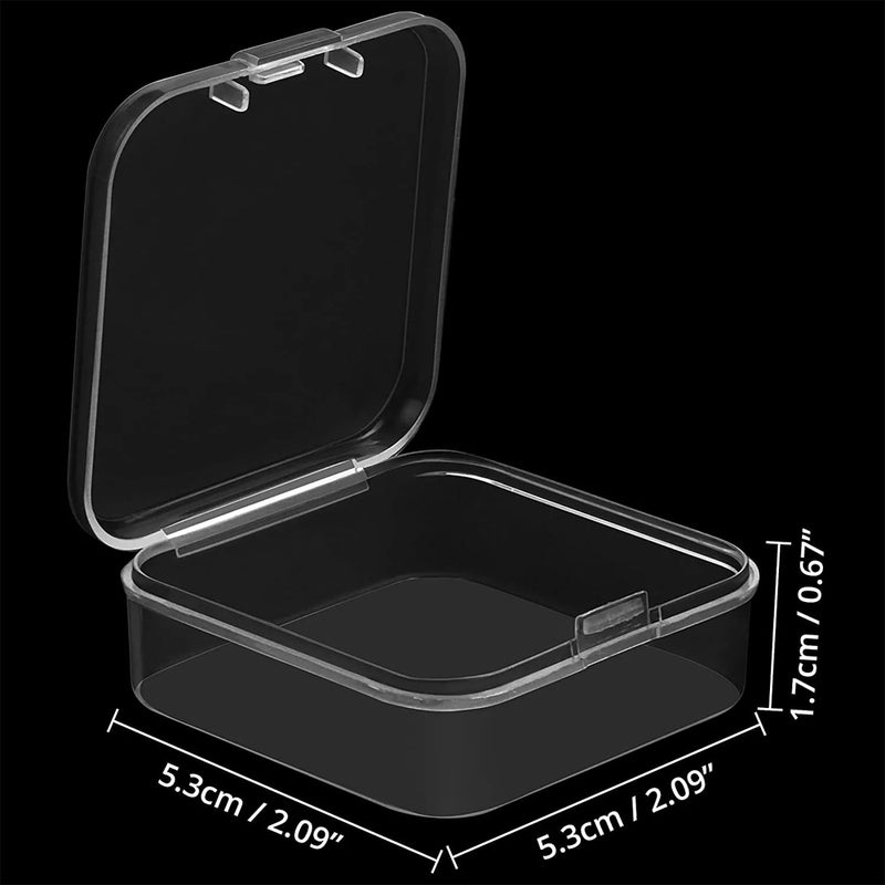 Transparent Hinge Lid Plastic Box (5.3x5.3x1.7cm)